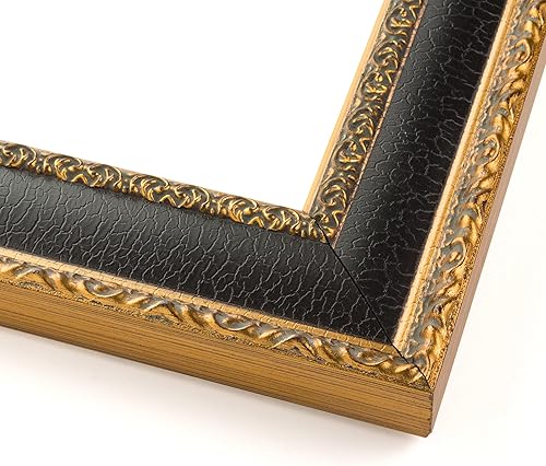 Miniatura 3 de Marco de madera real dorada de 30 x 40 pulgadas de ancho de 1.75 pulgadas  Profundidad del marco interior de 0.5 pulgadas  Marco de fotos envejecido