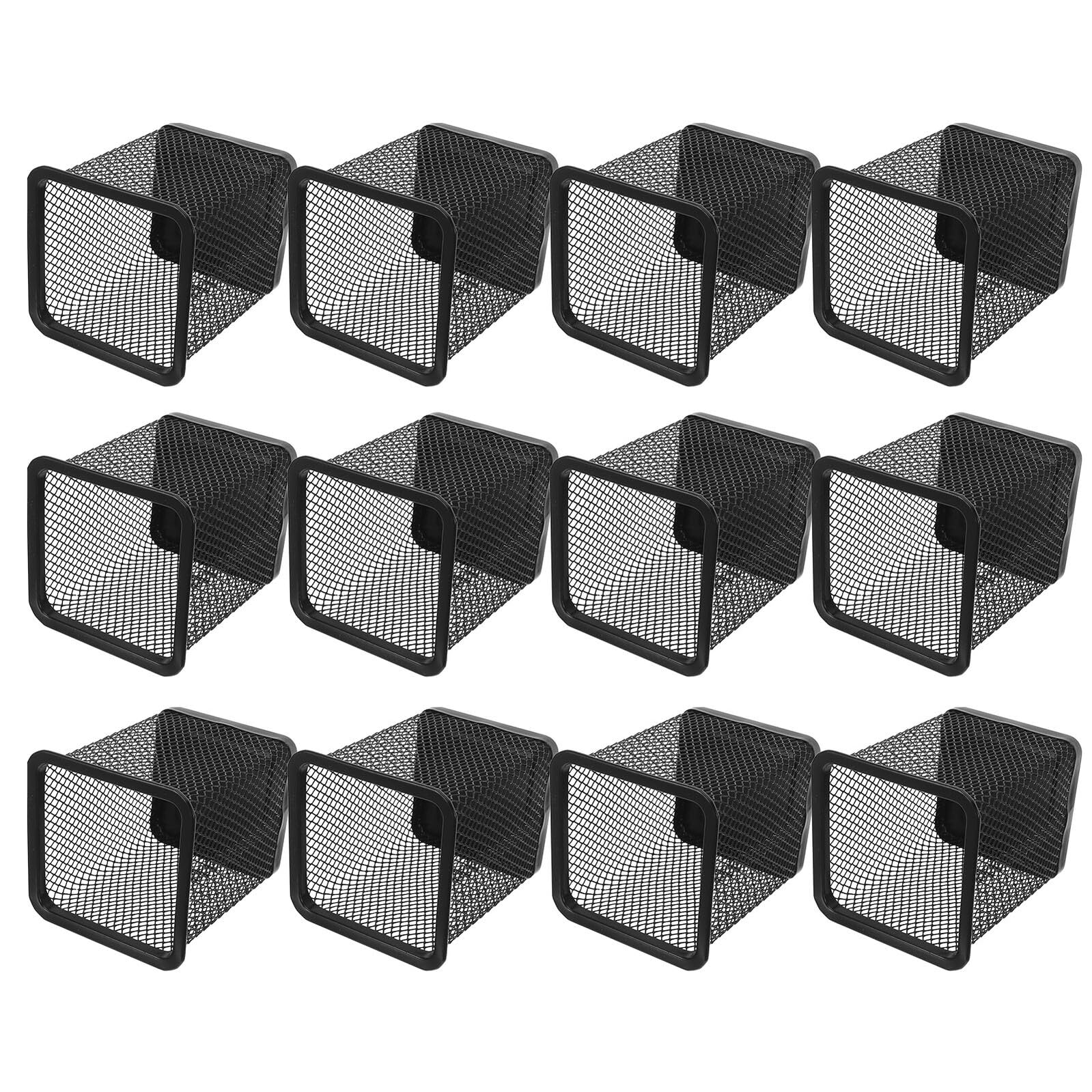 Zerodeko Portapenne in Ferro Metallico a Rete Quadrato Nero Set da 12 Pezzi per Scrivania Ufficio e Scuola Organizer Portaoggetti Multifunzione