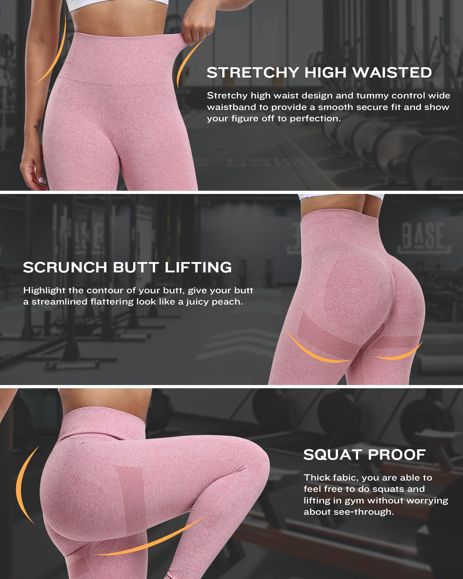 SALSPOR Workout Leggings for Women, Butt Lifting Gym Scrunch Butt Seamless Leggings