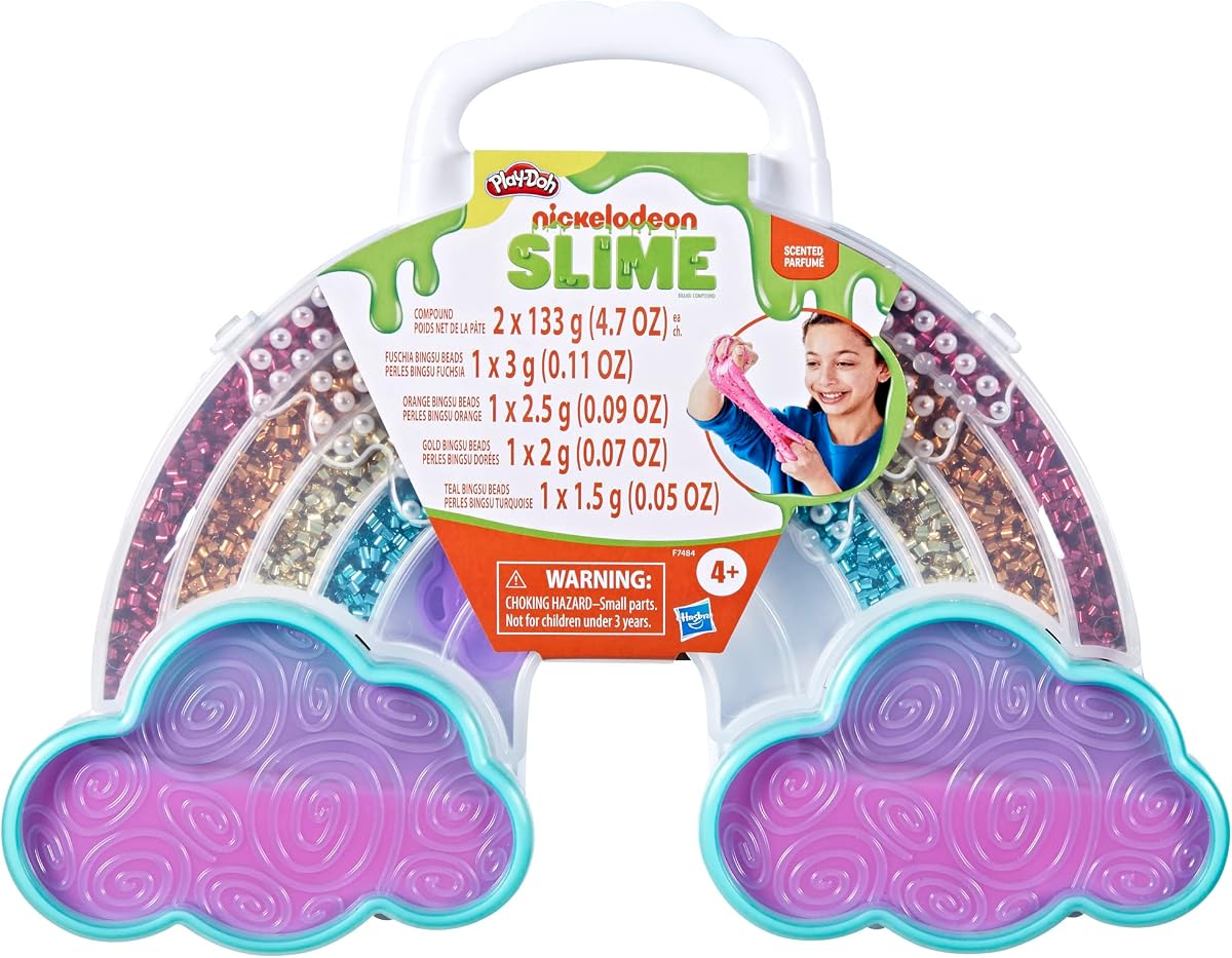 Nickelodeon Slime Brand Compound Rainbow Mixing Set, Pre Made with Add-in Charms, Kids Arts & Crafts Kit, Preschool Sensory Toys, Ages 4+
