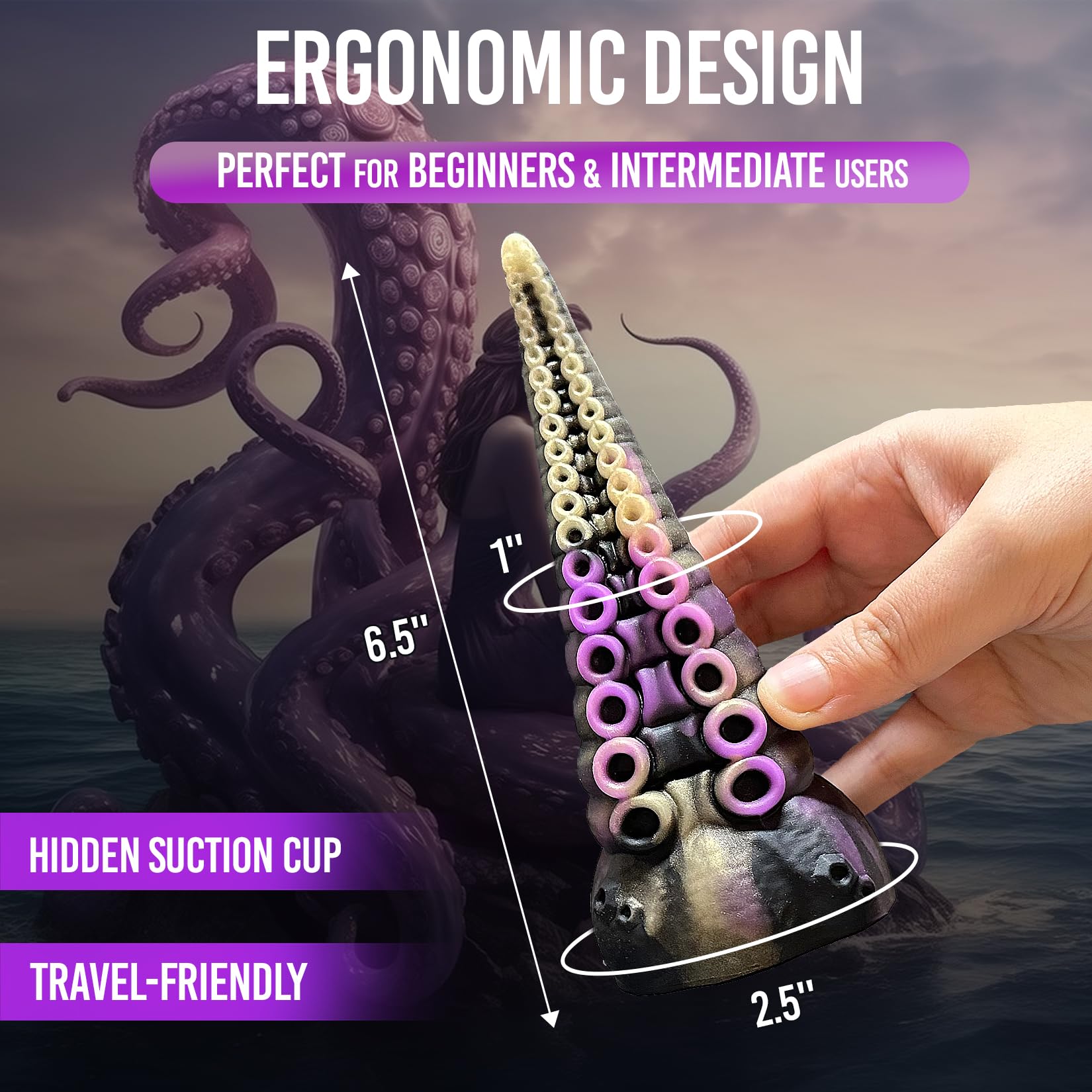Tentacle Dildo for Women & Men 6.5" Adult Sex Toy Realistic Monster Dildos with Strong Suction Cup Liquid Silicone Fantasy Anal Plug Prostate Massager for Hands-Free Play Dragon Dildo for G Spot, Anal: Tidal Touch