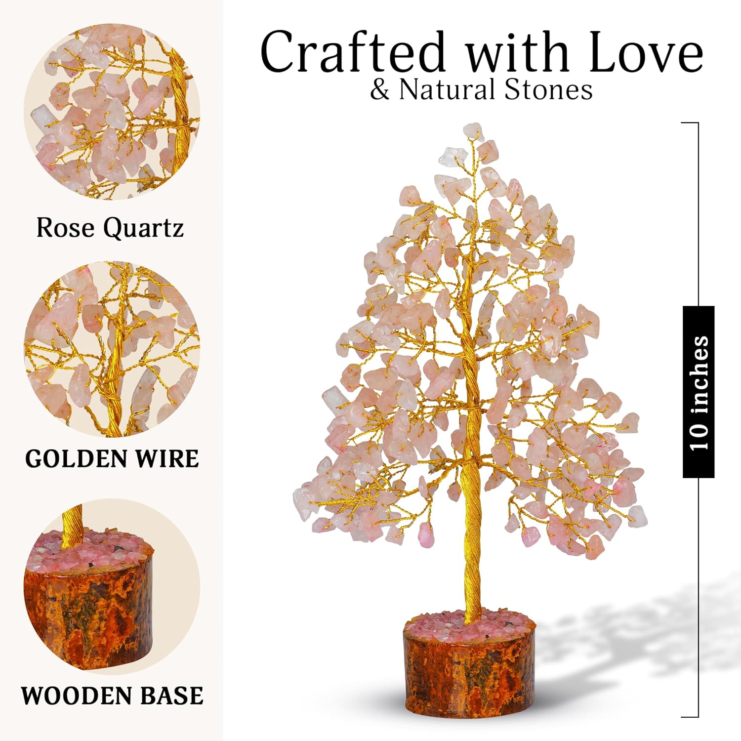 FASHIONZAADI Crystal Tree of Life with Rose Quartz - Pink Gemstone Bonsai for Positive Vibes - Feng Shui Money Tree for Meditation, Healing & Home Decoration - Image 2