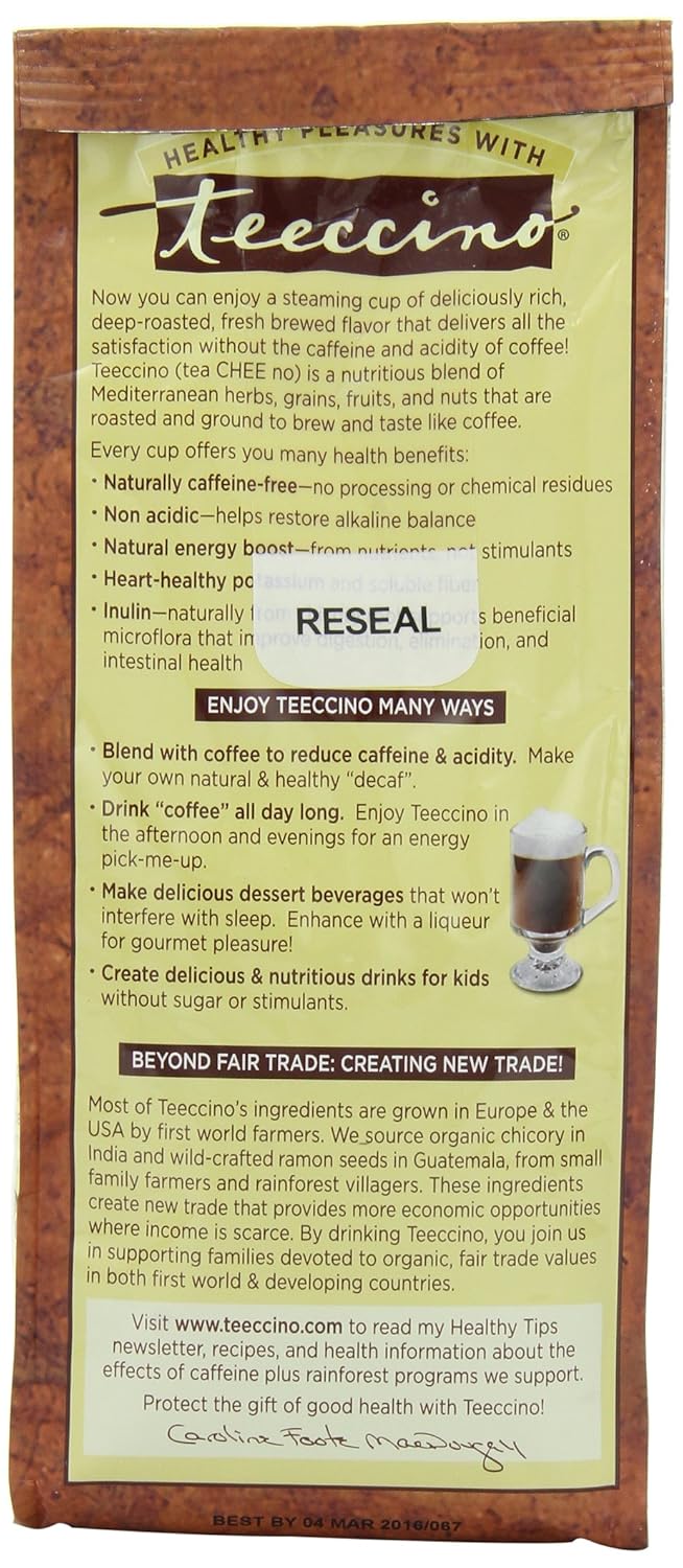 Teeccino Herbal Coffee, Mediterranean Almond Amaretto, Caffeine-Free, 11-Ounce Bags (Pack of 3)