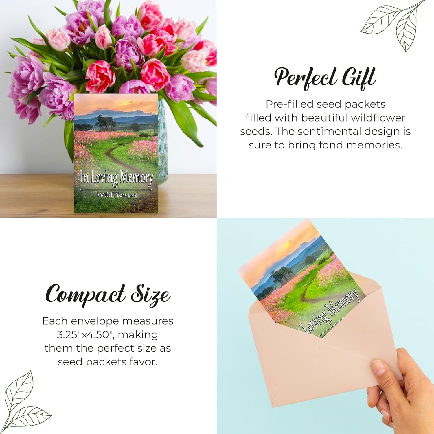 Pack of 20 Pre-Filled Seed Mix Packet Wildflowers Plant for Funerals, Memorial Services in Loving Memory Flower Path Also Serves Thank You Celebration of Life Favors Plant Seeds Year-Round