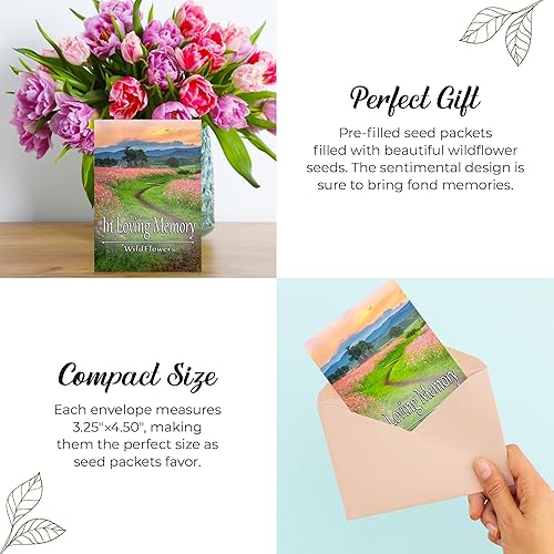 Miniatura 3 de Paquete de 20 paquetes de mezcla de semillas prellenadas de flores silvestres para funerales, servicios conmemorativos en el camino de flores de