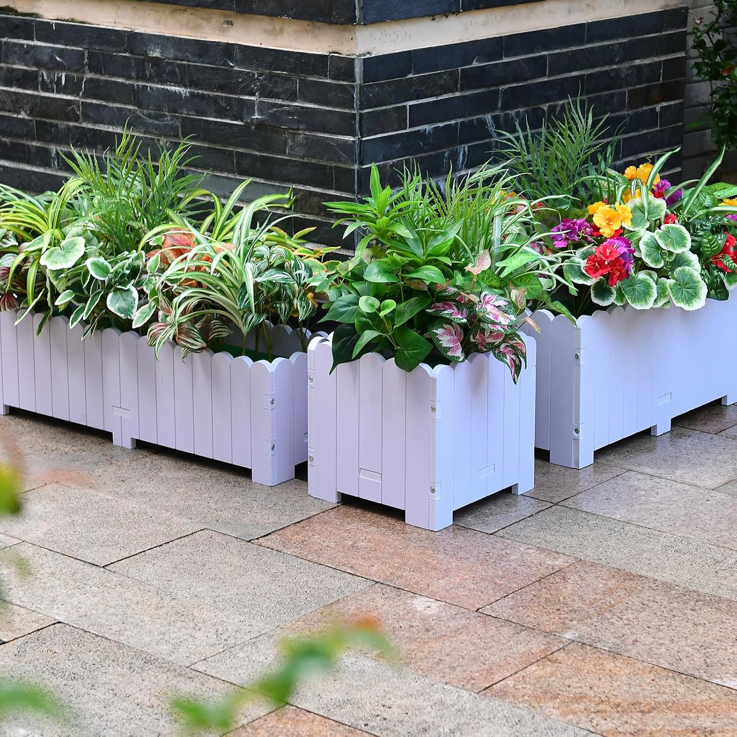 Artificial Plants Outdoor Greenery Stems, 20PCS Faux Greenery Bushes UV Resistant Plastic Shrubs with Real Touch Flexible Leaves, Fake Plants for Planter Garden Patio Porch Window Box Fence Yard Decor