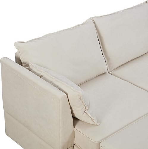Miniatura 8 de P PURLOVE Sofá seccional, sofá modular grande, sofá convertible con diván reversible para sala de estar con patas de plástico (beige)