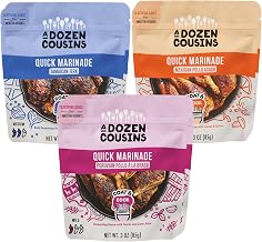 A Dozen Cousins Quick Chicken Marinade Variety Pack (6 Pouches) Mexican Pollo Asado, Peruvian Pollo a la Brasa & Jamaican Jerk Seasoning Sauce, Instant Coat & Cook Seasoning Sauces (3oz Packets)