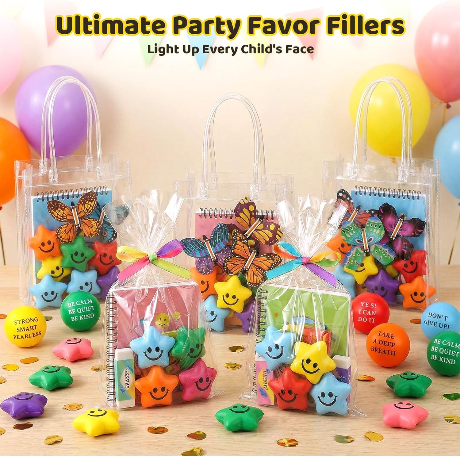 MCPINKY 32PCS Star Stress Balls for Adults & Kids, Fidget Sensory Toys Colorful Foam Smile Face Stress Balls for Birthday Graduation Party Favor Goodie Bags Stuffer Carnival Prizes, 2inch - Image 5