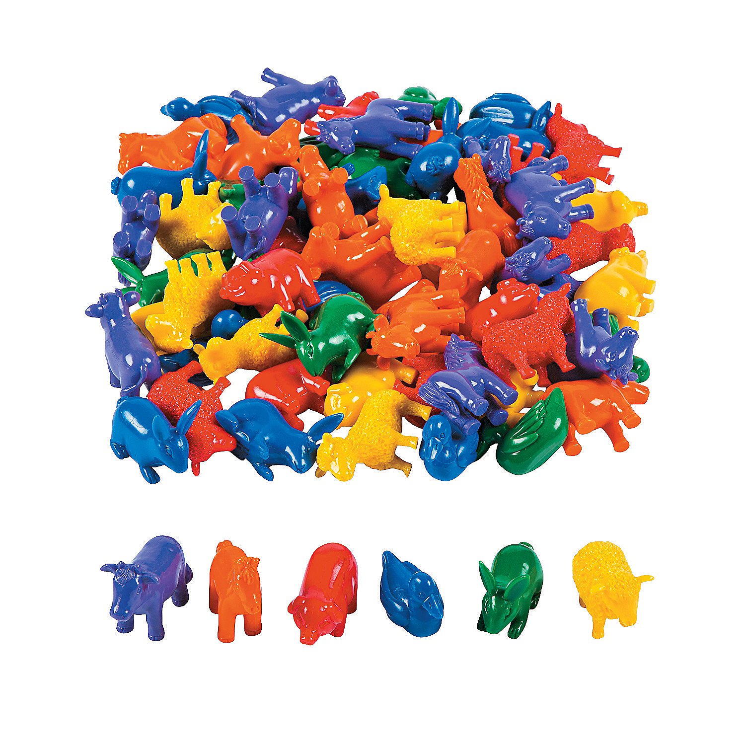 Fun Express Farm Animal Counter Set - 72 Pieces - Educational and Learning Activities for Kids