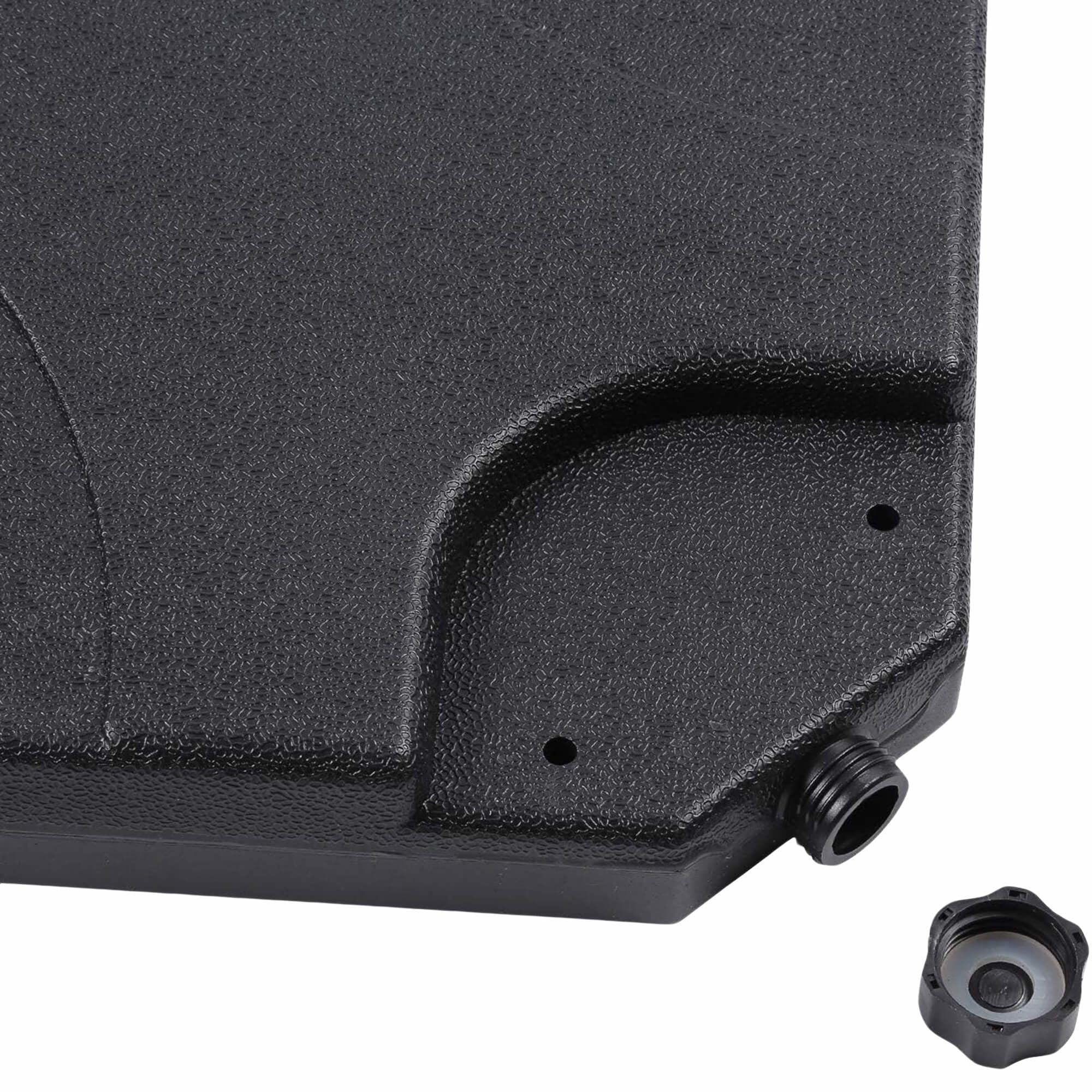 AKORD Pied de Parasol Carré UB 50x50 4 pièces | Pied de parapluie pour parasol 60 L / 80 kg Remplissable avec de L'eau ou du Sable | Matériau HDPE | Noir