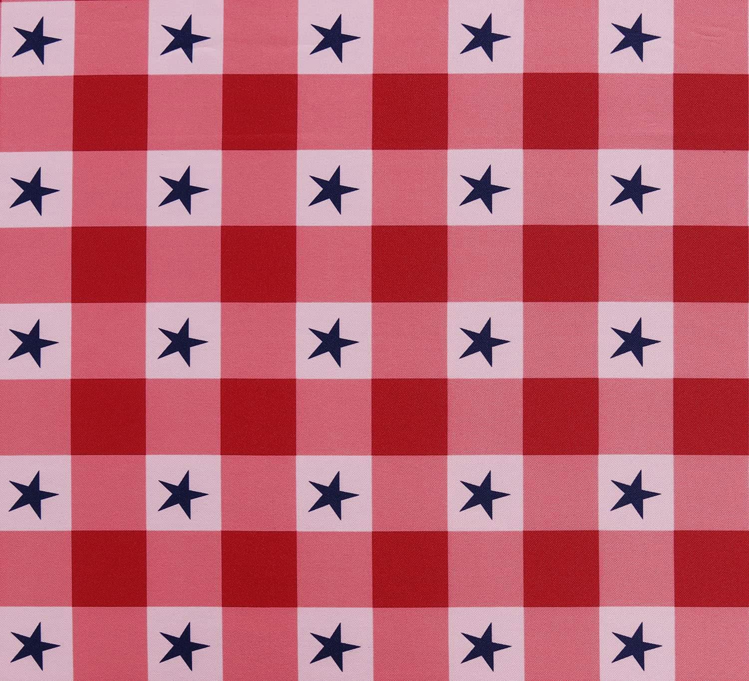 LUSHVIDA American Checkered Rectangle Table Cloth, Polyester Stars Patriotic Plaid Tablecloth, Table Cover Protector for July 4th Independence Day Party Supply Decor, 60 x 102 Inch Chercked Stars 60x102 inch