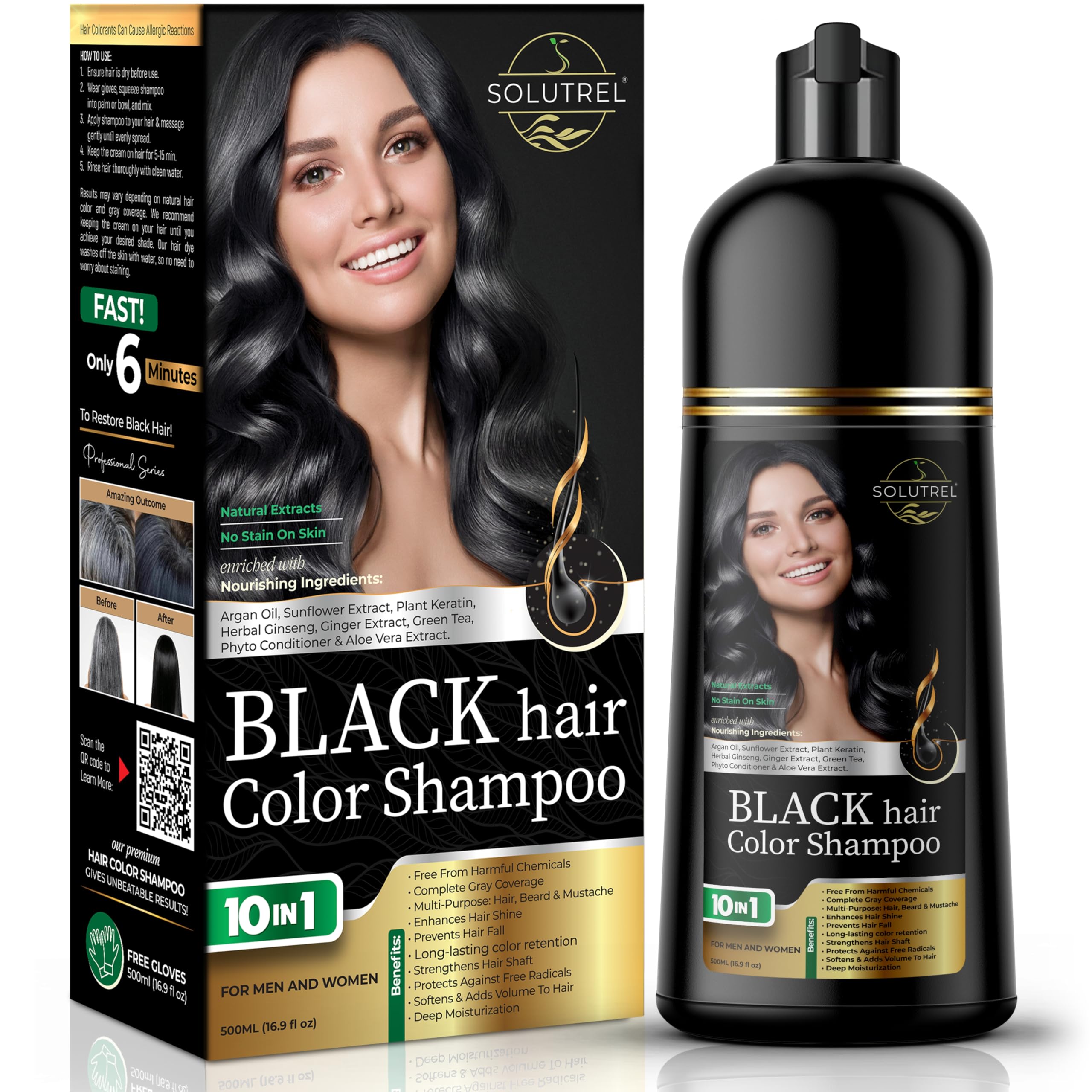 Solutrel Black Hair Dye Shampoo