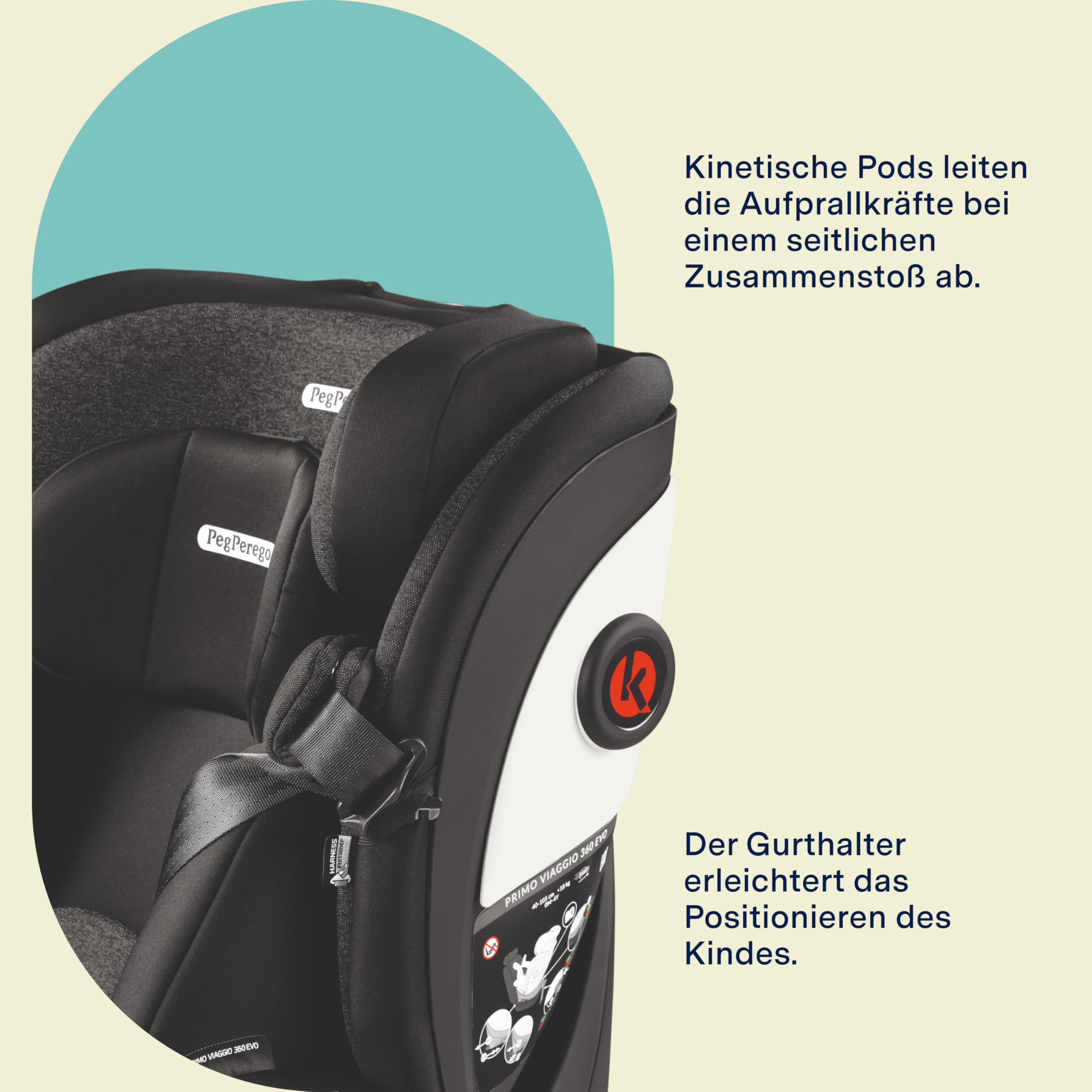 Peg Perego Primo Viaggio 360 EVO Autositz All-In-One mit ISOFIX, Drehbar, Verstellbar, für Kinder von der Geburt bis 150 cm (0-12 Jahre), 0-36 kg, Planet