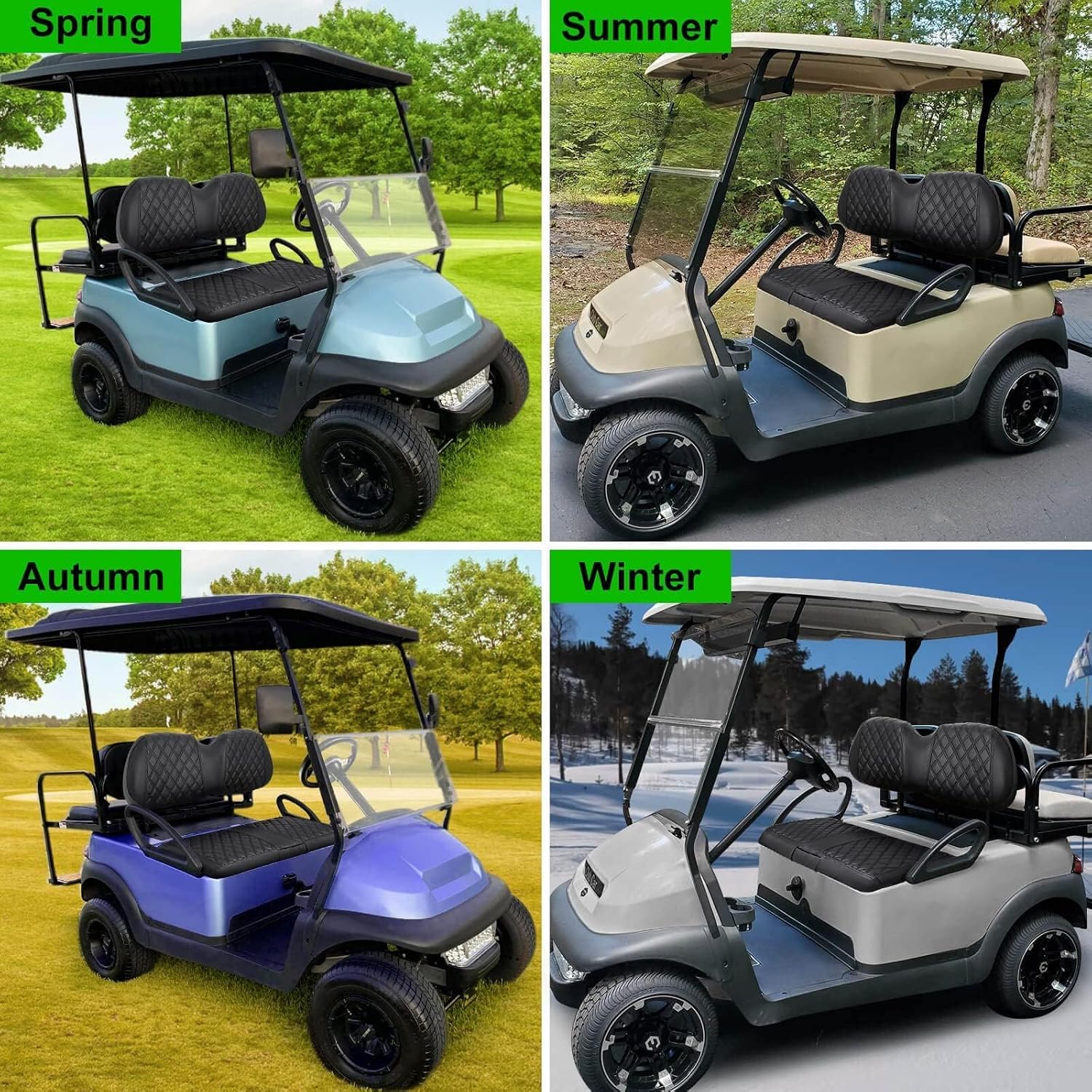 Club Car Precedent Seat Covers, Golf Cart Seat Covers for Precedent OEM Ordinary Seat-Thick Premium Marine Leather Custom Diamond Comfortable/Anti-Scratch/Anti-Fading/Easy to Install