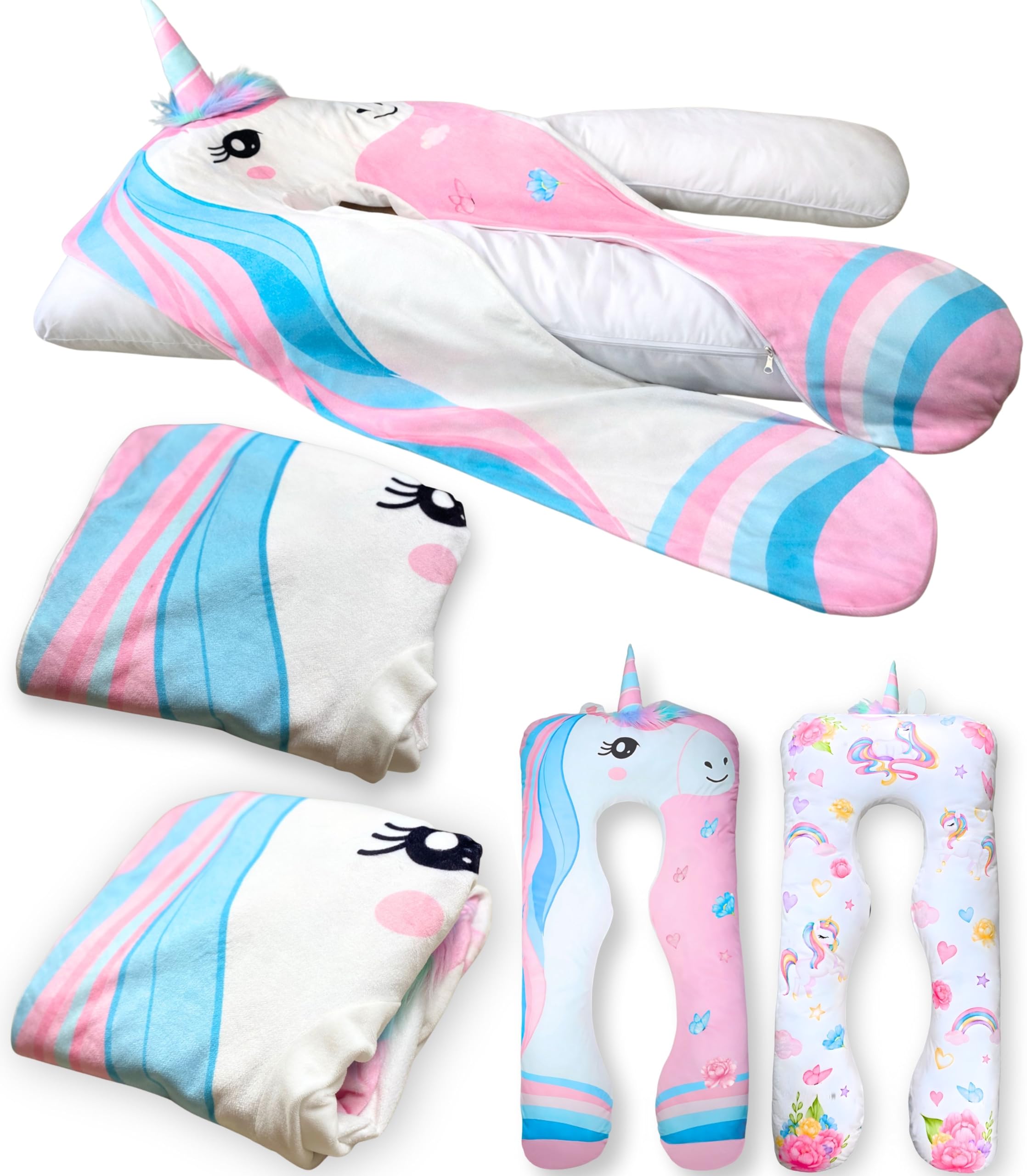 LUNAMIRA Pillowcase Only – Original Replacement Body Pillow Cover, Unicorn Design, Ultra-Soft Micro Plush Fleece, Double-Sided, Breathable &