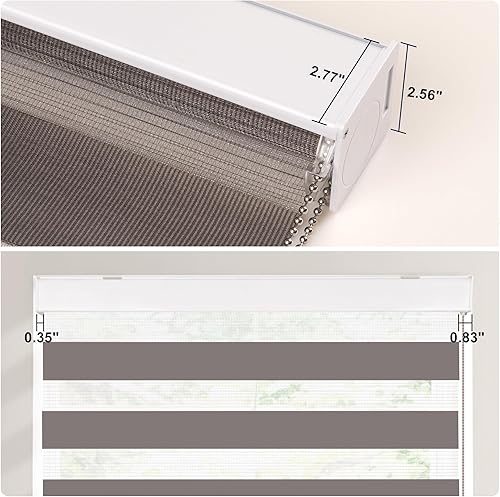 Miniatura 5 de Allesin Zebra - Persianas opacas para ventanas, persianas enrollables estilo cebra, color gris carbón, 30 x 72 pulgadas, filtro de luz de doble capa