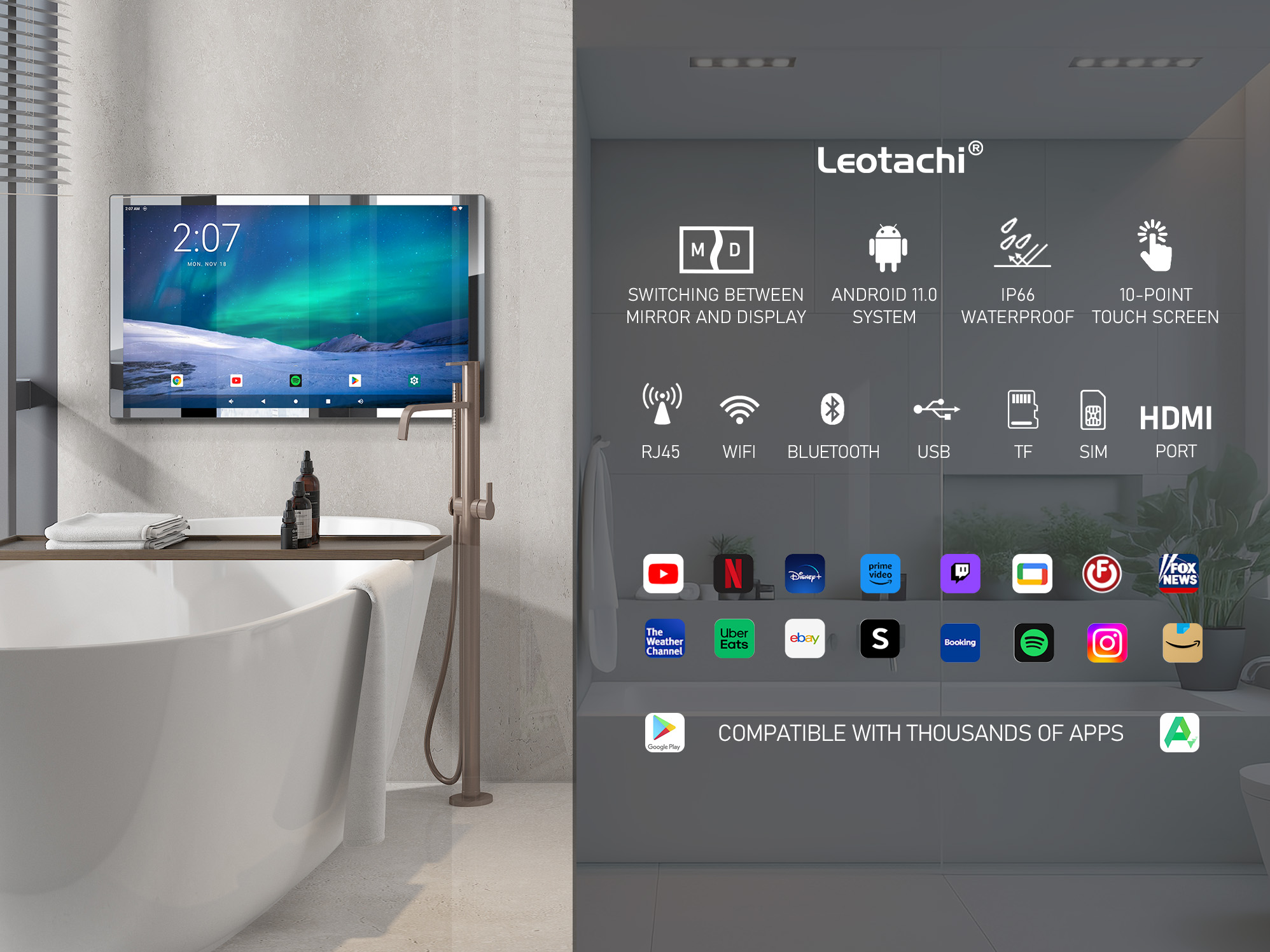 Amazon.com: Leotachi IP66 Waterproof 21.5inch Touch Screen Android