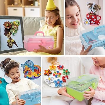 JoyPlus Quilling Kits for Beginners with Manual, 24 Tools & Supplies with Durable Storage Box, Updated Paper Crimper Tool, Premium Husking Board & Electronic Pen Blue