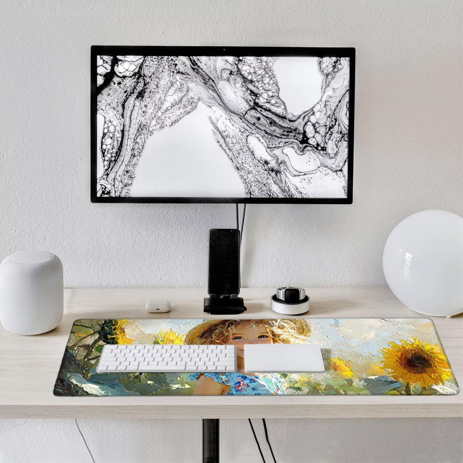 Tappetino per Mouse XXL 1400 x 600 mm Tappetino Mouse Gaming Grande, Mousepad con Base in Gomma Antiscivolo, Tappeto per Tavolo da Gaming per Mouse e Tastiera, Accessori PC (Girosole Ragazza) u-815