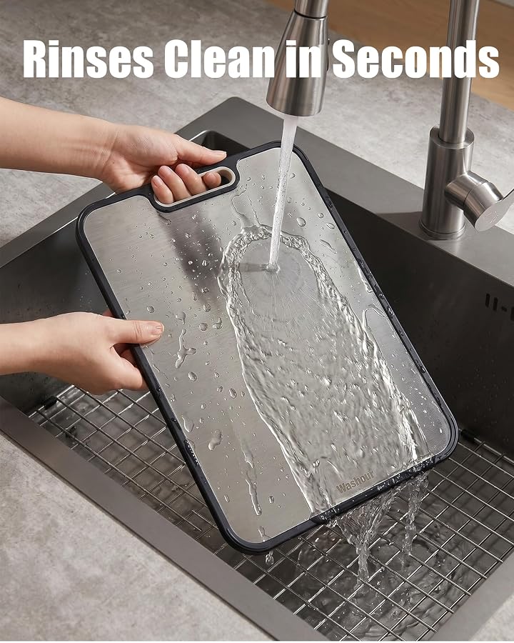Washour Non Toxic Titanium Cutting Board for Kitchen, Food Grade Titanium Cutting Boards 2 in 1 Double Sides, Non Slip Cutting Mat 15" x 10" - image 8