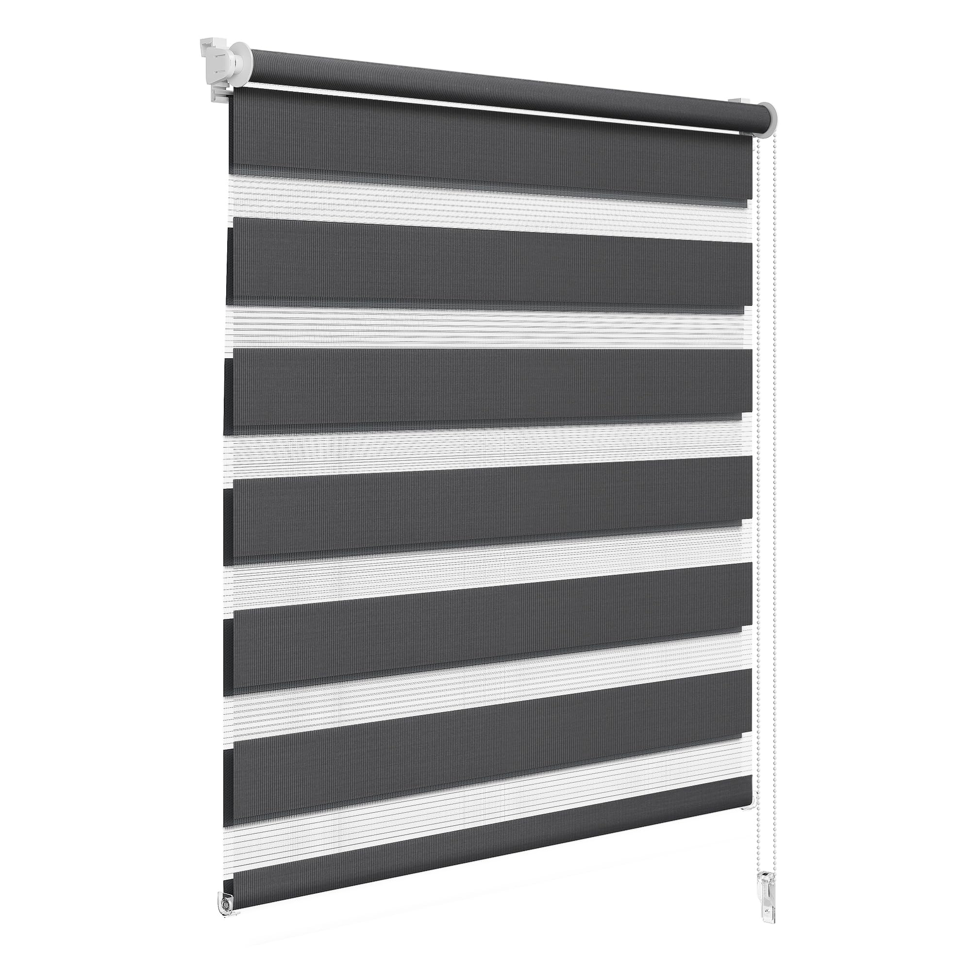 WOLTU Doppelrollo Klemmfix ohne Bohren Anthrazit B55 x H150 cm, Duo Rollo lichtdurchlässig Fensterrollo für innen verdunkelnd, Zebrarollo mit Kettenzug - Seitenzugrollo für Fenster und Tür
