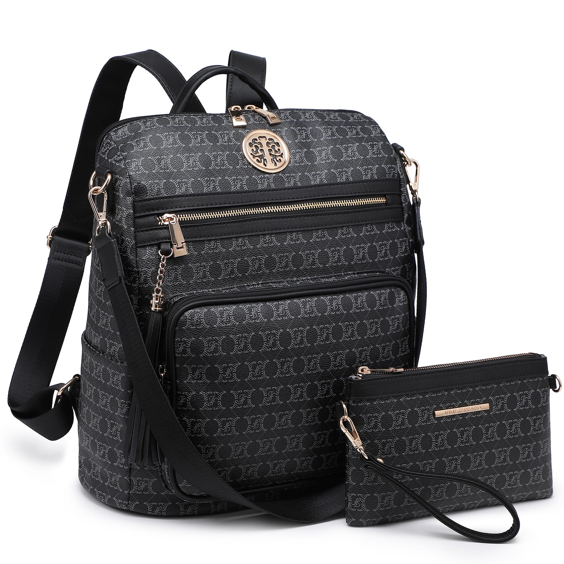 MKP COLLECTION Mochila de moda para mujer, convertible, grande, mochila de viaje, bolsa de hombro, bolso de mano, juego de 2 piezas con borla