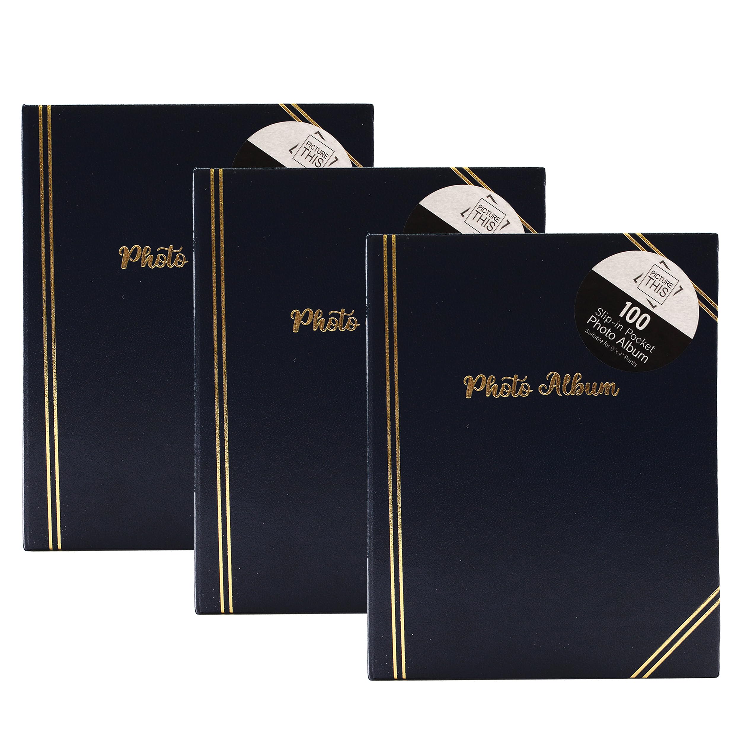 M1SS Classic 6 x 4" Photo Album - Slip in Method Picture Album Holds 100 Photos in a Traditional Design Photograph Album/Perfect Memory Book for Family, Wedding, Baby, Travel (3 Packs of Black)