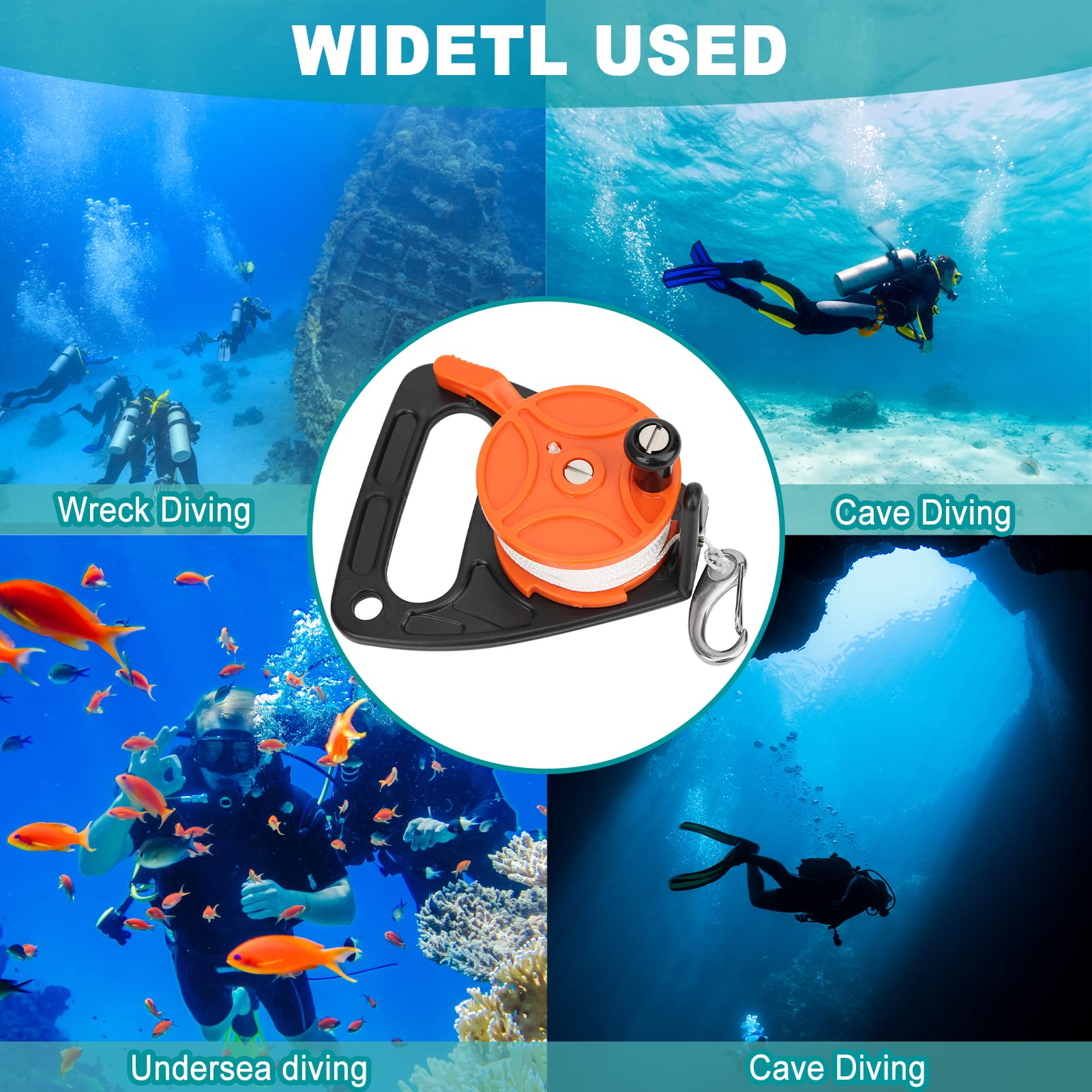 Scuba Dive Reel, 150ft Diving Line Reel, Finger Spool Float Lline Spearfishing Spool Tauchausrüstung mit Griff Kartenposition für Tauchausrüstung Unterwassertauchen