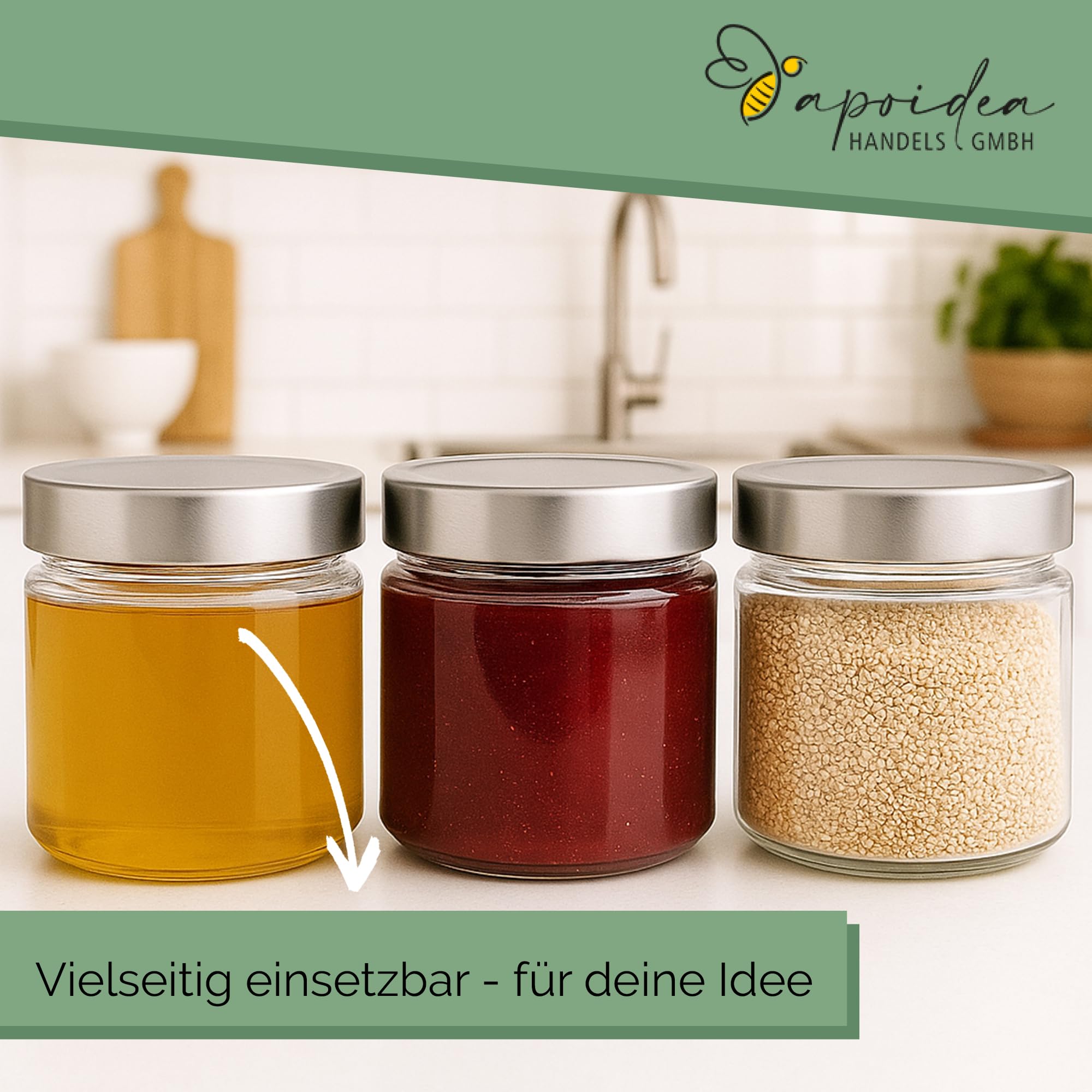 Apoidea – Honiggläser 500g mit DEEP Twistoff Deckel in Silber 65 Stück/Honiggläser 500g mit Deckel/Honigglas und Einweckglas Deepglas/Hochwertige Honig Gläser für Ihren eigenen Honig Gewerbe, Industrie & Wissenschaft