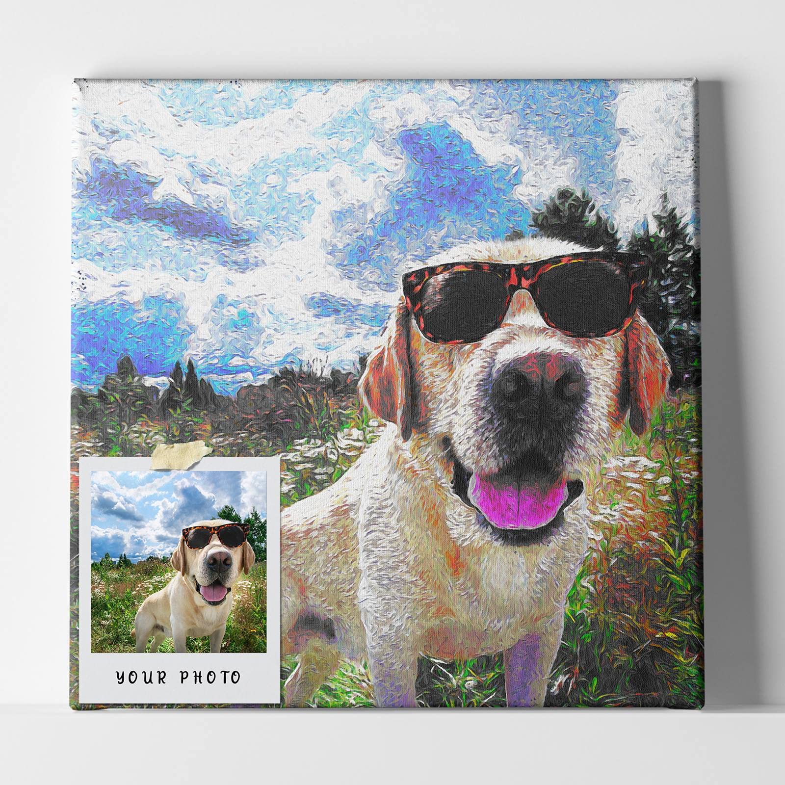 LimesunsFire Custom Canvas Prints With Your Photo, Designed Oil Effect on Canvas, Personalized Pet Pictures, Wall Art for Bedroom Decor Living Room Abstract Framed Art, 8x8 inch Mini