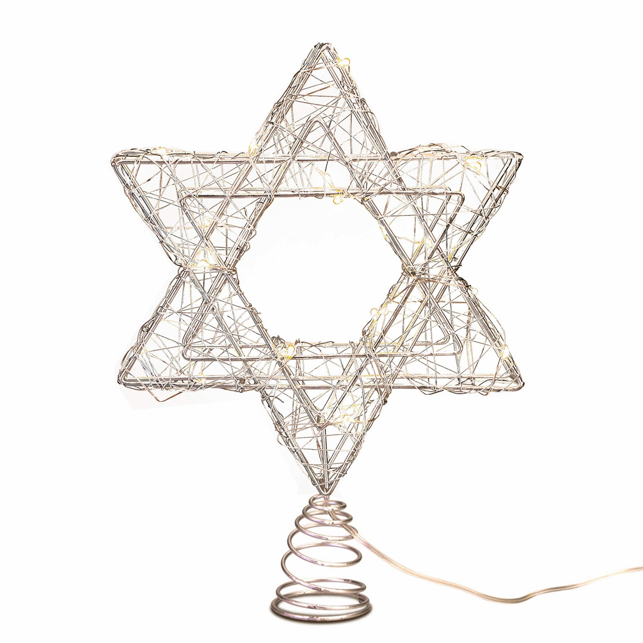 Holitown Star of David Christmas Tree Topper, Silver Hanukkah Star