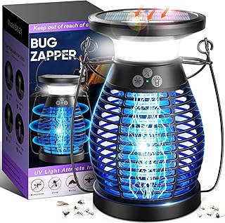 Solar Mosquito Killer Indoor Outdoor Waterproof,Bug Zapper Outdoor,LED Rechargeable High Powered Electric Mosquito Killer for Patio, Backyard, Camping, Home, Kitchen, Up to 2100 Sq Ft Coverage