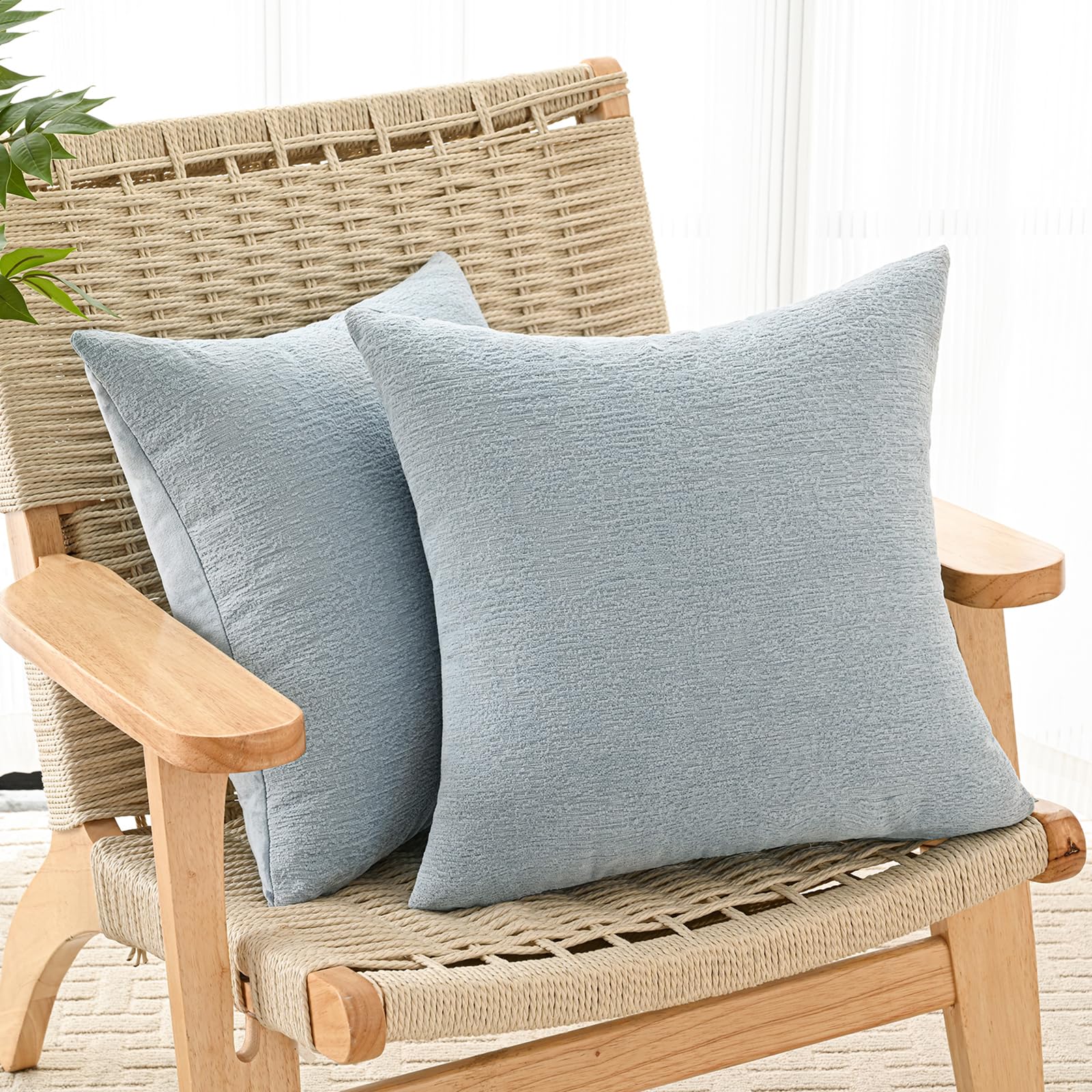 Volcanics Chenille Throw Pillow Covers Set Of 2 – 18x18 Velvet Cushion Covers – Modern Minimalist Grey Decor For Sofa & Bed