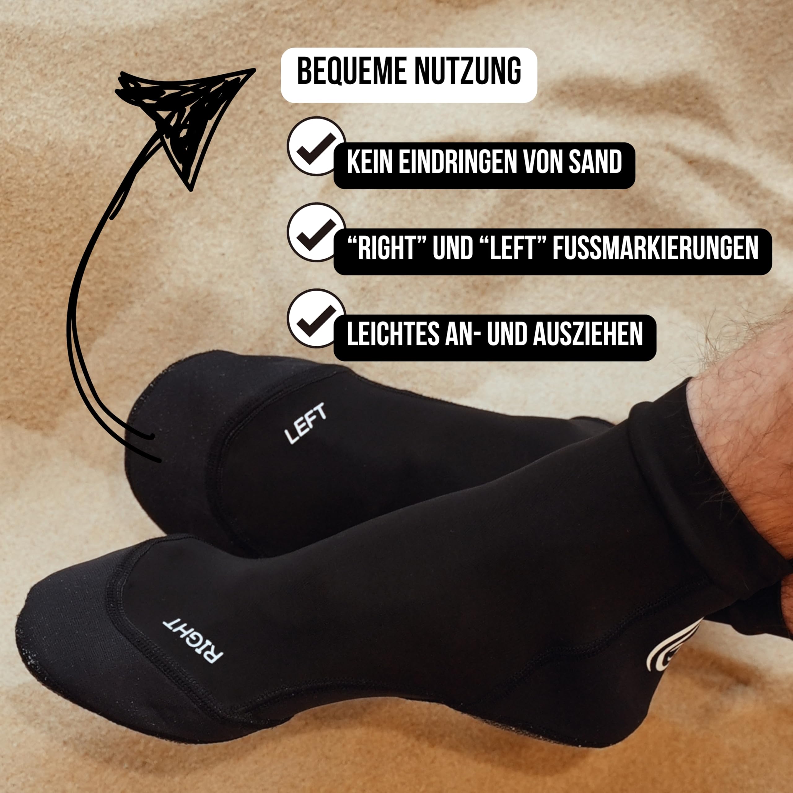 Profi-Design Beachsocken für Sport am Strand – Beachvolleyball, Fußball, Tennis
