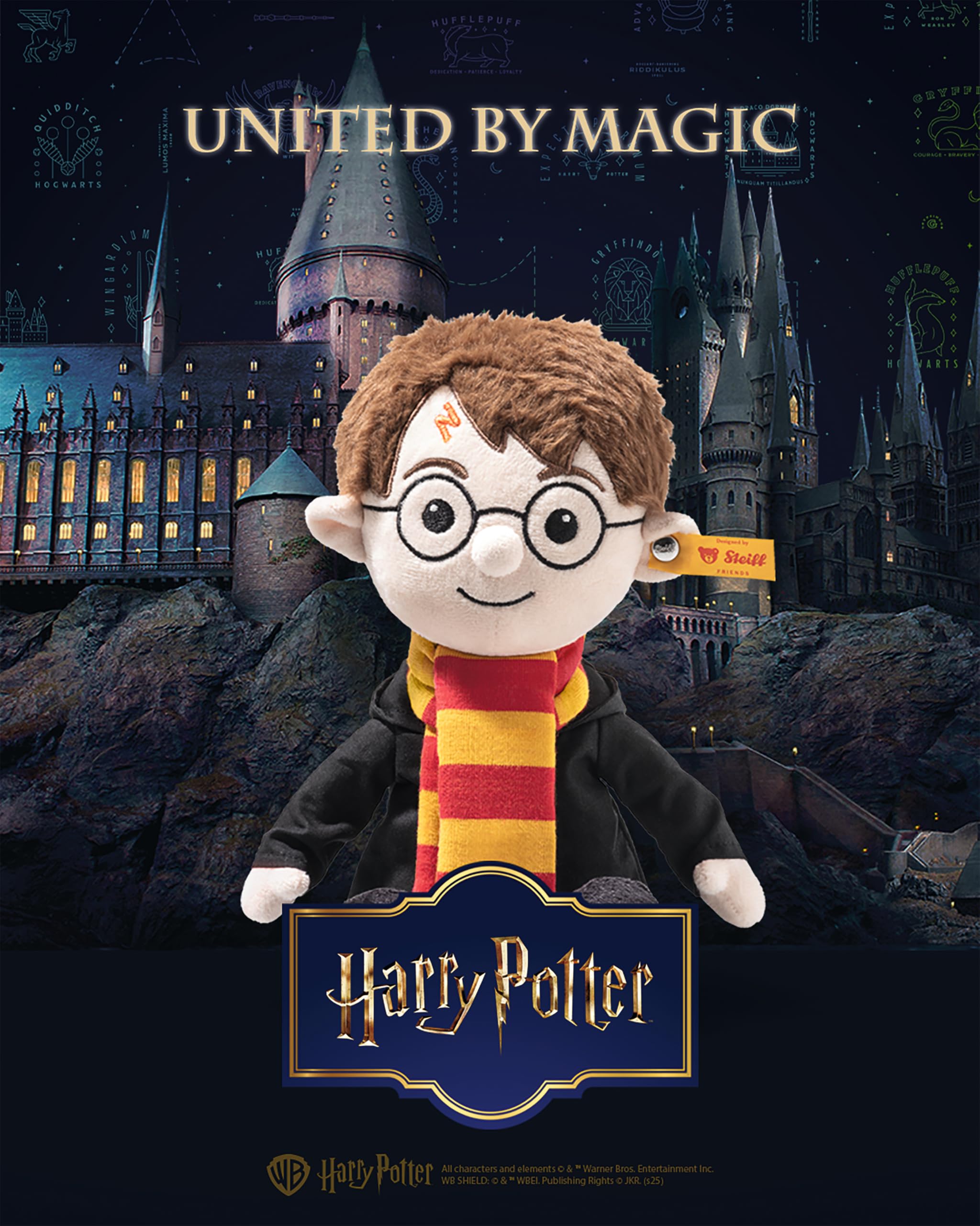 Steiff Peluche Harry Potter, Joli Animal en Peluche, Garçon, Fille & Bébé à partir de 0 Mois, Friends, Nounours 28 cm, Multicolore, 024191