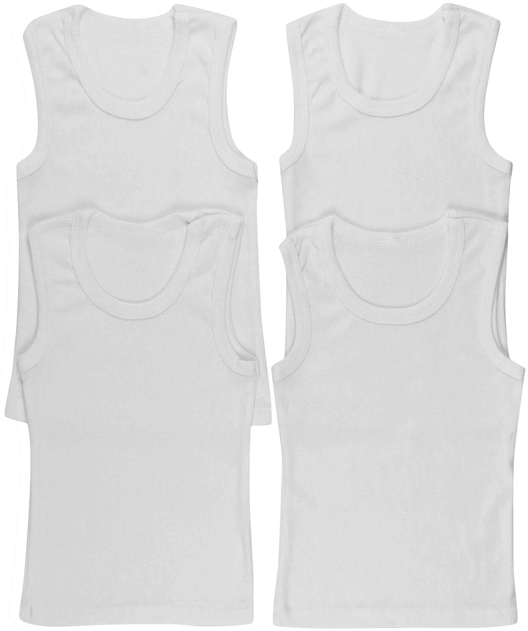 ToBeInStyle Girl's 4 Pack 100% Cotton Ruffle Hem Tank Tops Super Soft Undershirts
