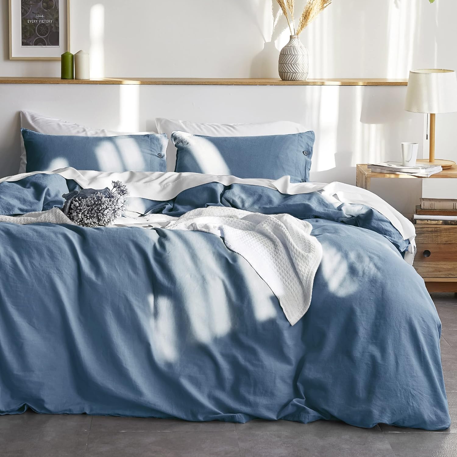 Bedsure Linen Duvet Cover King Linen Cotton Blend Duvet