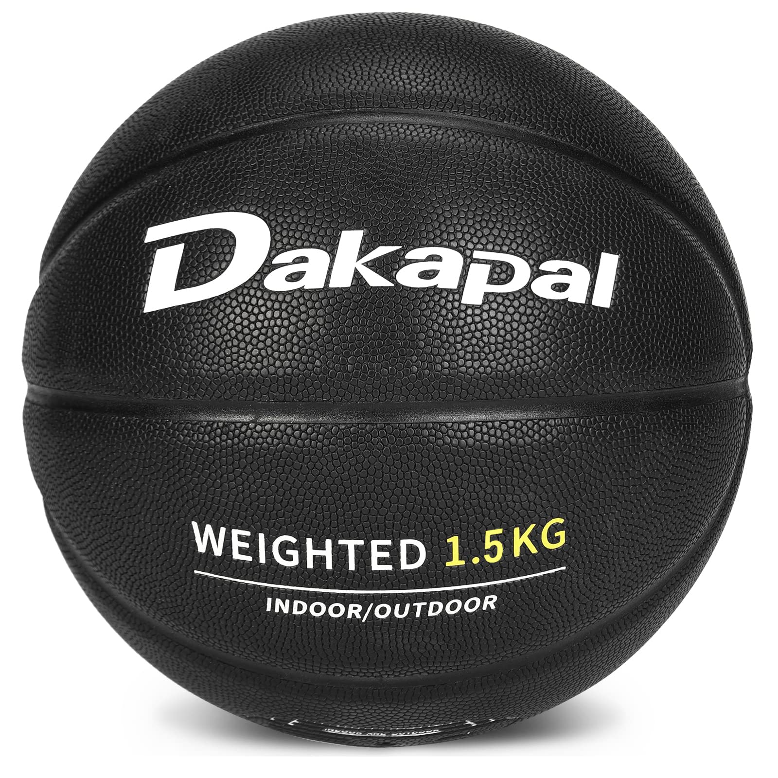 Dakapal バスケットボール 7号球 重いトレーニングボール 1.5KG PU 吸湿 防水 屋内 屋外用 バスケ(ブラック)