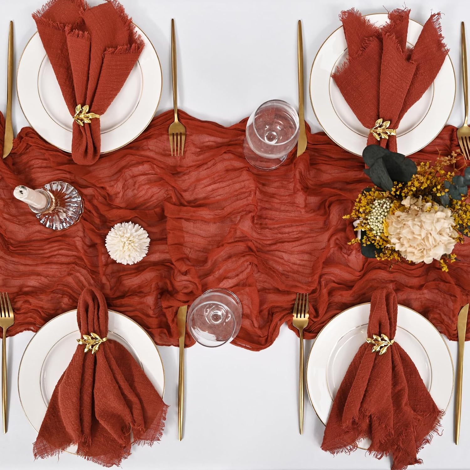 50 Pack Terracotta Napkins Cotton Linen Napkins Bulk 16 x 16Inch