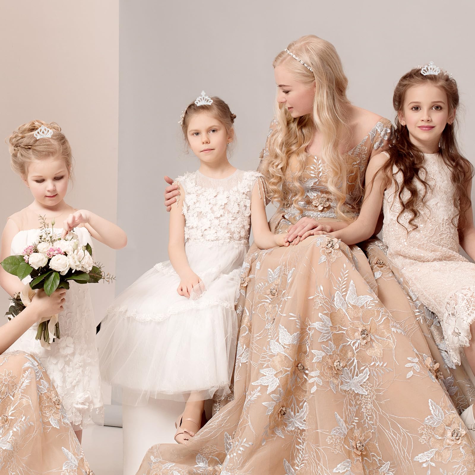 4 Pcs Mini Tiara Crown Hair Clips, Medium Hair Clips Combs for Little Girls Cute Tiaras Small Rhinestone Tiara Clip - Image 3