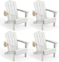 Vista 84 de Juego de sillas Adirondack plegables KINGYES de 2, Silla plegable Adirondack de HDPE para todo clima, Café