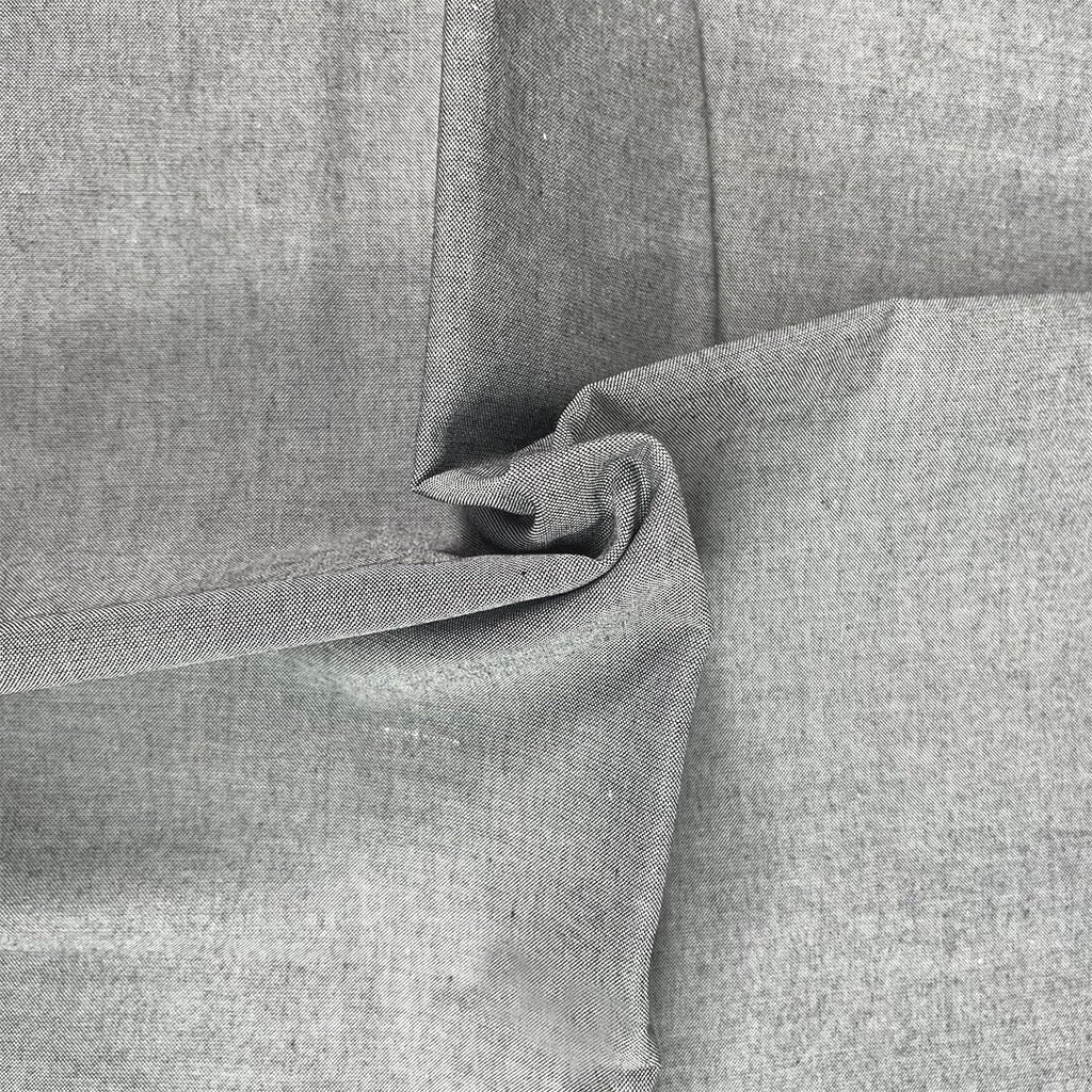 Oxford Chambray Fabric, 100% Cotton, Sold by Half Metre. A Medium Weight Oeko-tex Cotton with Great Drape which is Perfect for Quilting, Dress Making and Crafts. (Grey)