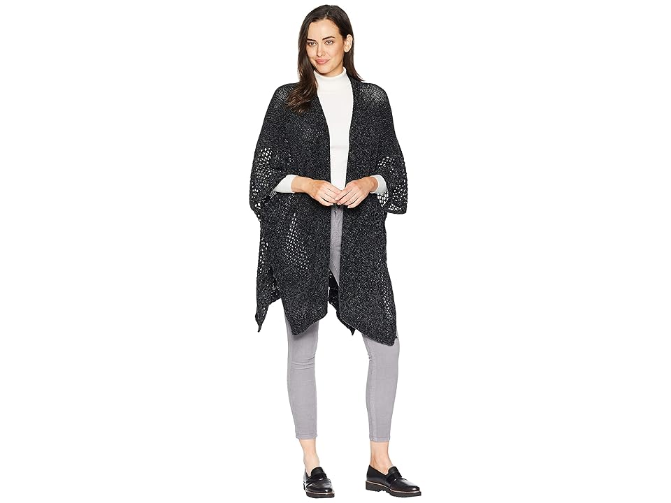 

Collection XIIX Chenille Open Stitch Ruana (Black) Women's Clothing