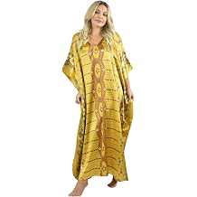 Up2date Fashion Satin Caftan/Kaftan with Geometric Print, Style Caf-36C3 Silver