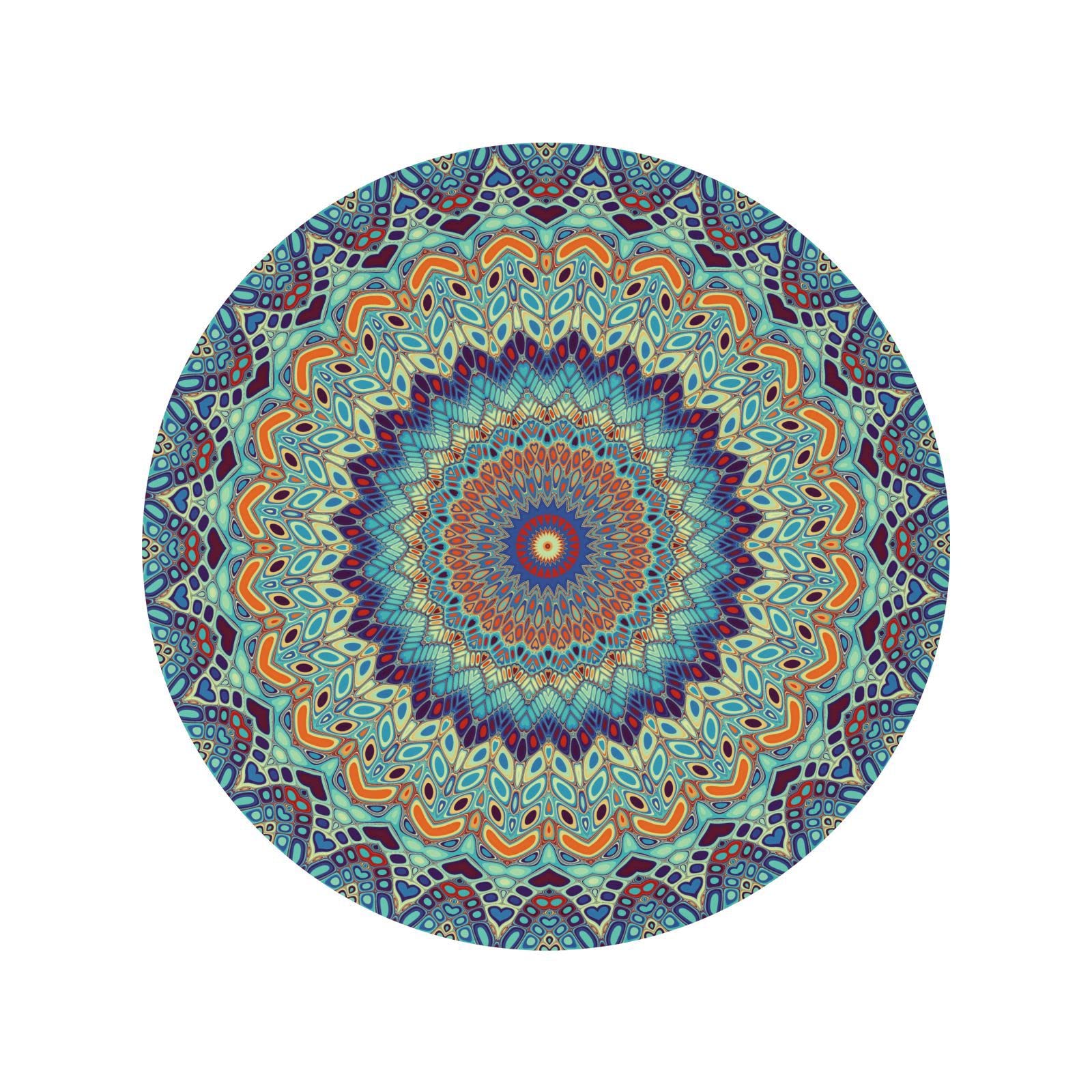 ALAZA Blue Mandala Round Tablecloth, Fitted Round Table Cloth with Elastic Edge Wipeable Table Protector for Indoor Outdoor Party Picnic Fit Table 48