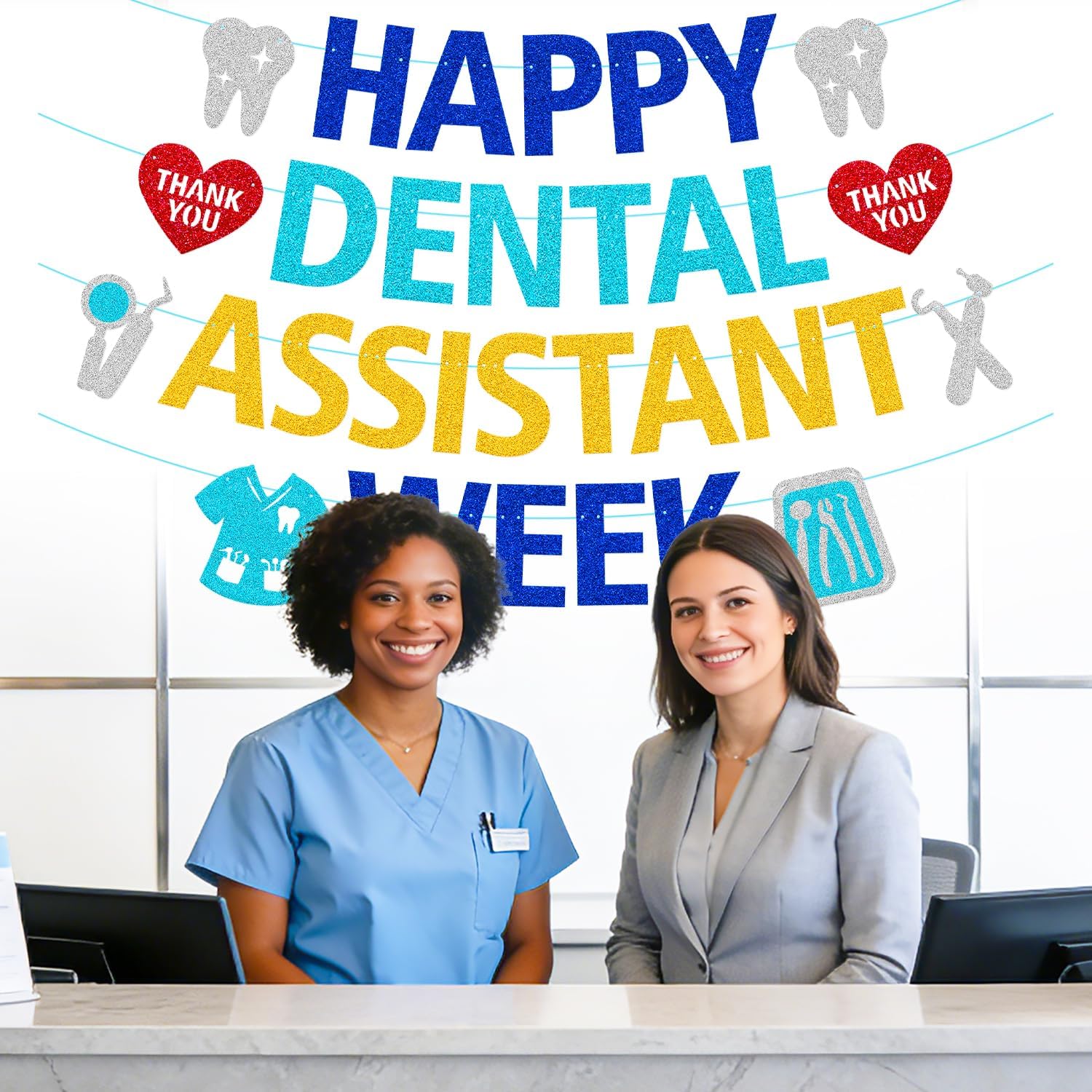 Happy Dental Assistant Week Banner Dental Assistant Week Party Decorations for Dental Office Clinic Celebrate Assistant Appreciation Week Party Supplies