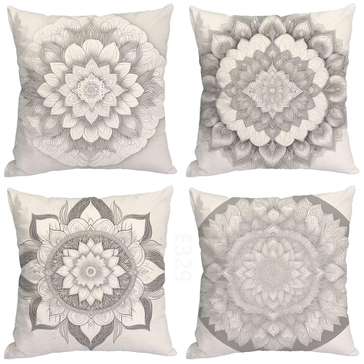 Grigio chiaro Federe Cuscini Divano 50x50cm,4 Pack Europa settentrionale Estate Esterno Cuscini per Divano,Doppio Lato Quadrato Morbido Cuscini Divano,per Divano Soggiorno Dekoration Cuscino LY-329