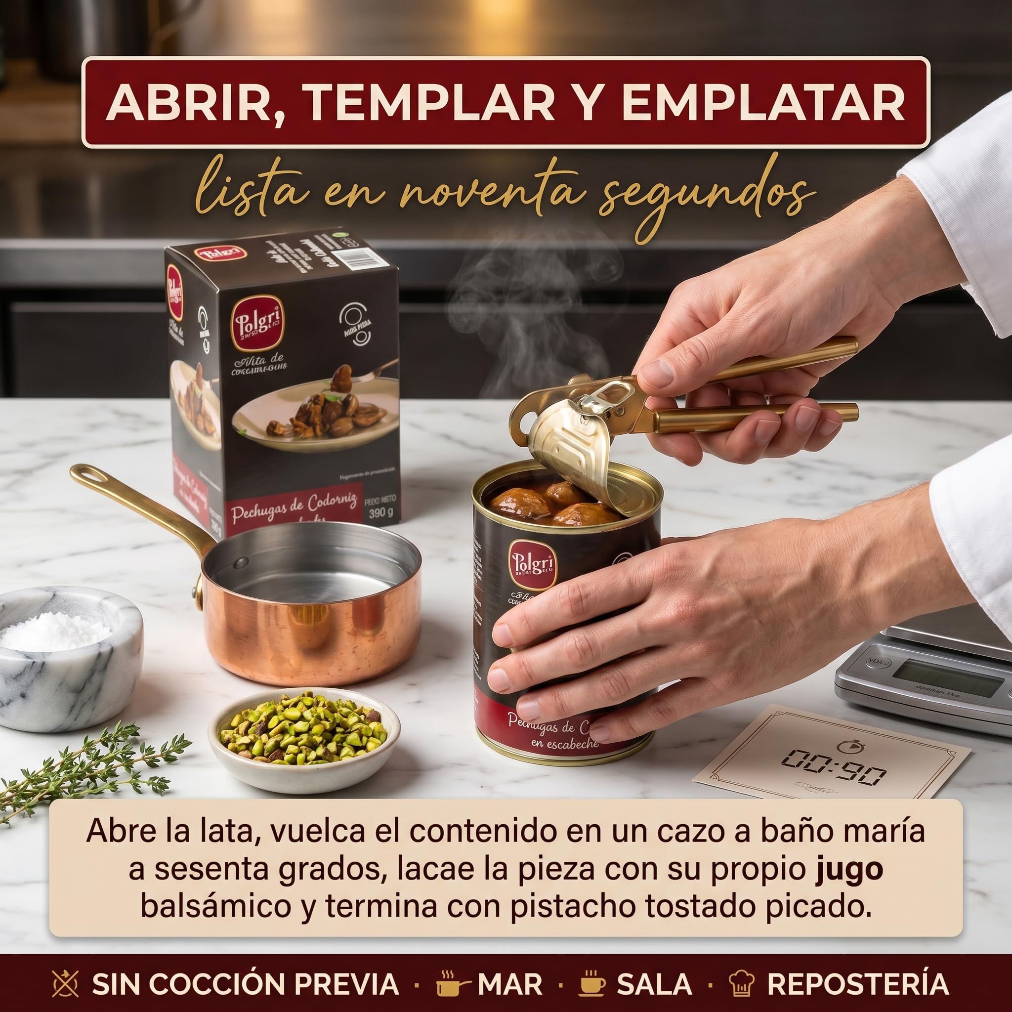 POLGRI Pechugas de Codorniz en Escabeche Balsamico Conserva Gourmet 390 g x 3 latas