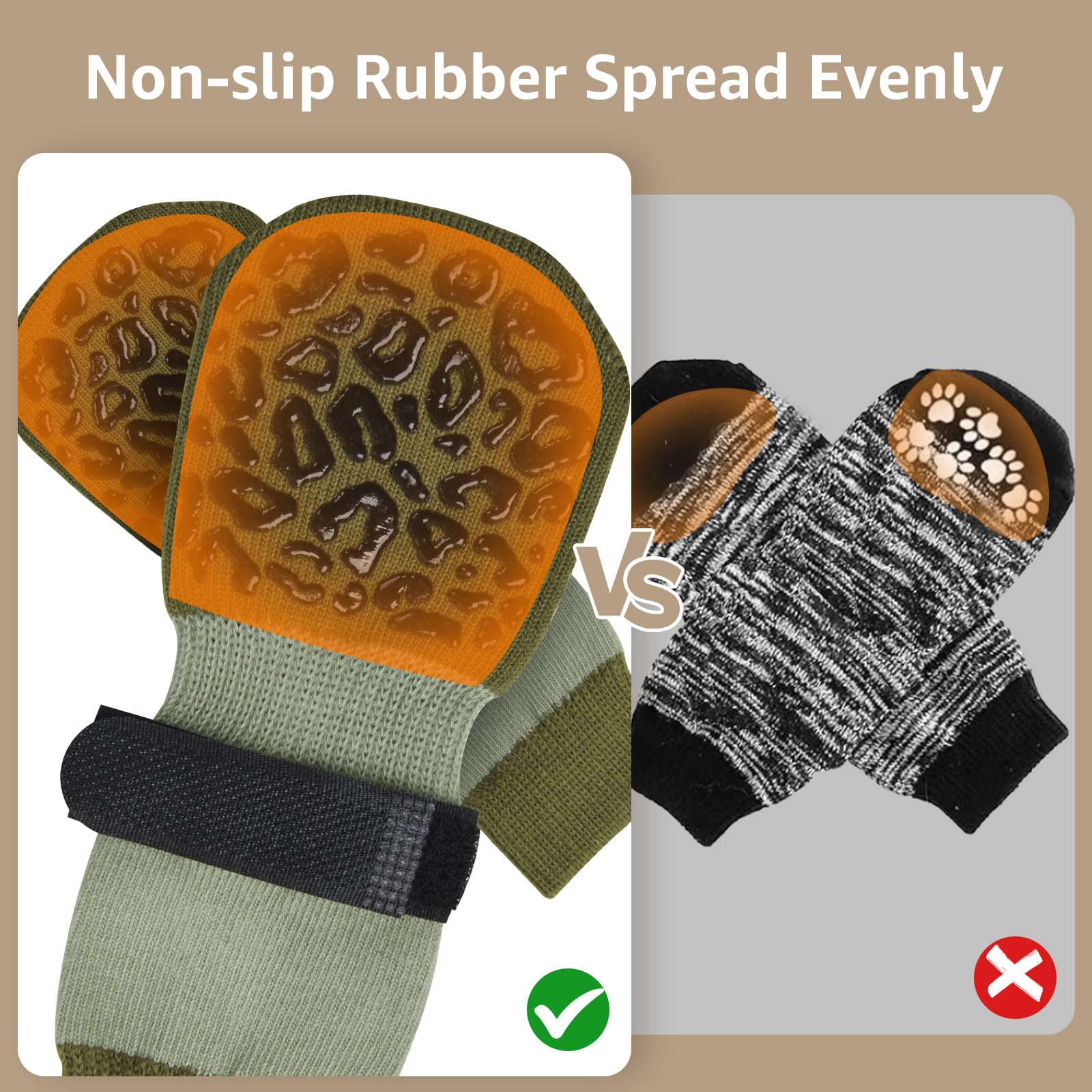 PICK FOR LIFE Dog Socks Paws Stop Licking 2 works Dog Shoes with Grippers Anti-Slip Dog Boots Prevent from Licking Paws for Senior Dogs on Hardwood Floor (Green - Image 3